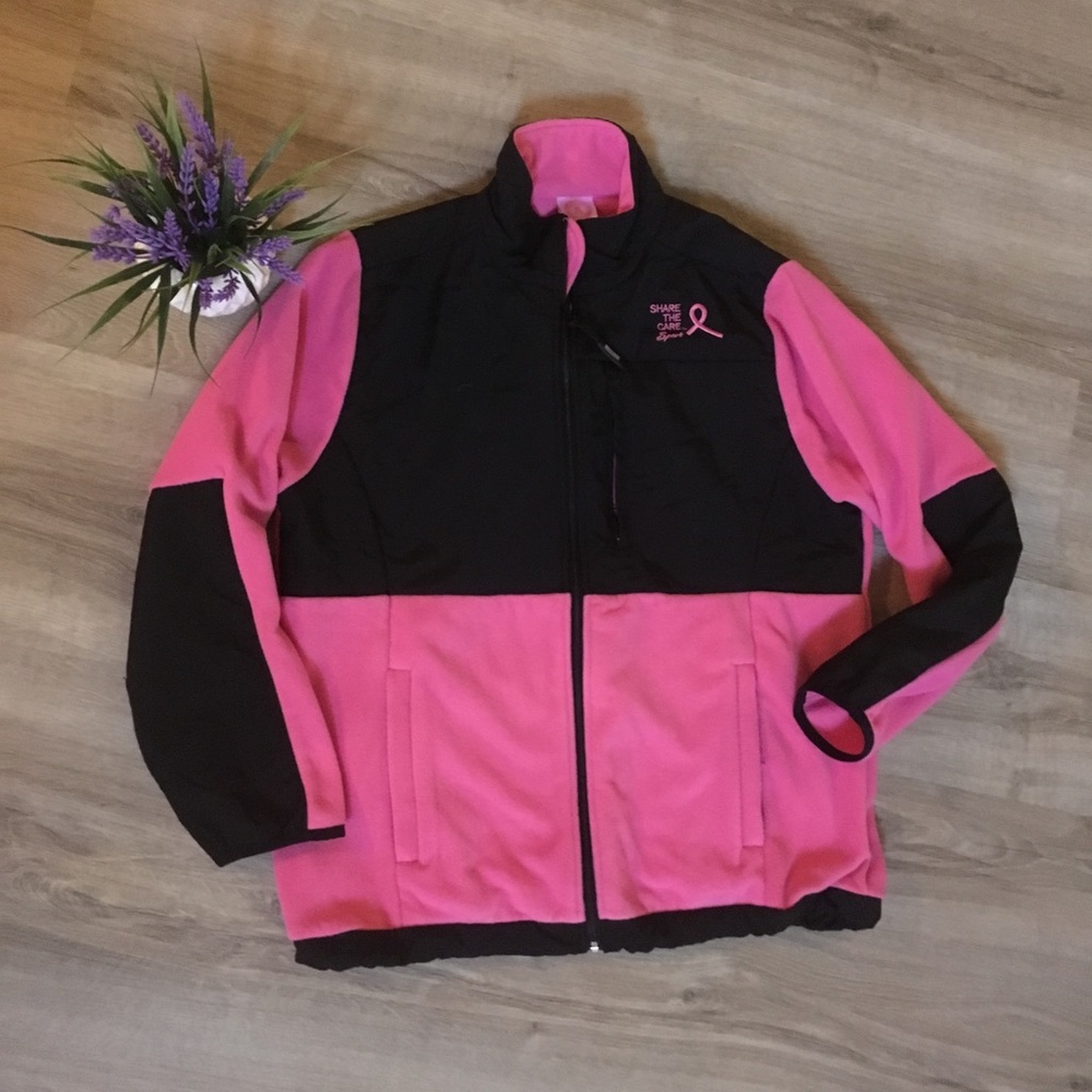 Think pink breast cancer awesome fleece jacket s